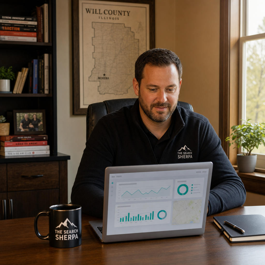 Google Business Profile Optimization Checklist: 42 Items for 2026 1 Google Business Profile optimization checklist 2026 — Jeremy Bengtson of The Search Sherpa reviewing a GBP dashboard on a laptop in a Mokena, IL office
