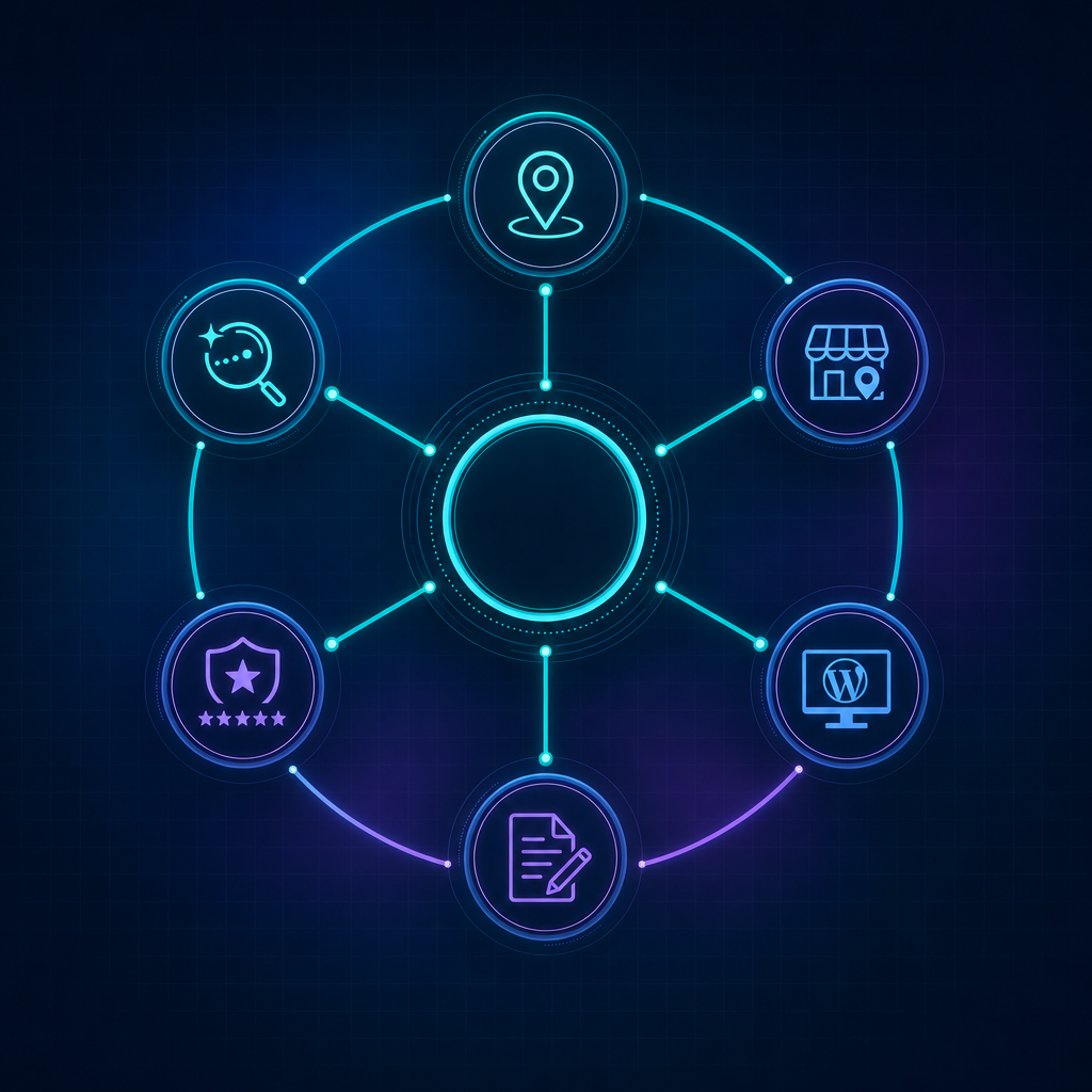 Local SEO services for Homer Glen businesses — connected visibility system of Google Business Profile, website optimization, content strategy, and reputation management