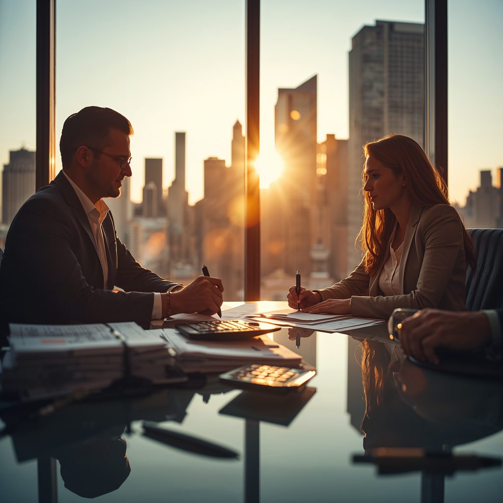 business owner and local SEO consultant reviewing contract terms and deliverables before signing a retainer