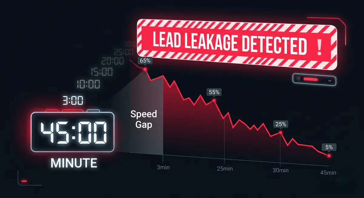 Lead follow-up speed gap showing conversion rate impact